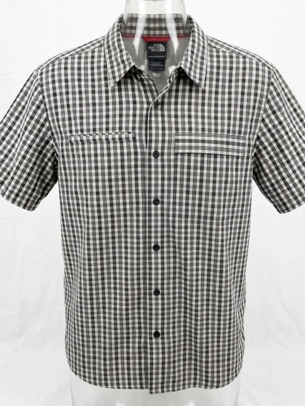 The North Face Mens Millstone Shortsleeve Button-Up Black and White Plaid Sz XL